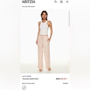 Aritzia Le Fou Wilfred Tocotca Satin Pant - Blush Red 2XS